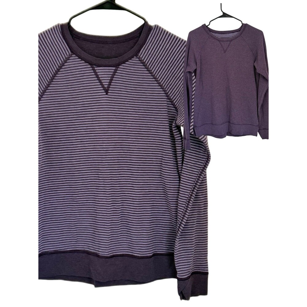 Lululemon Purple Striped Pullover Sweatshirt Women's Long Sleeve Top size M